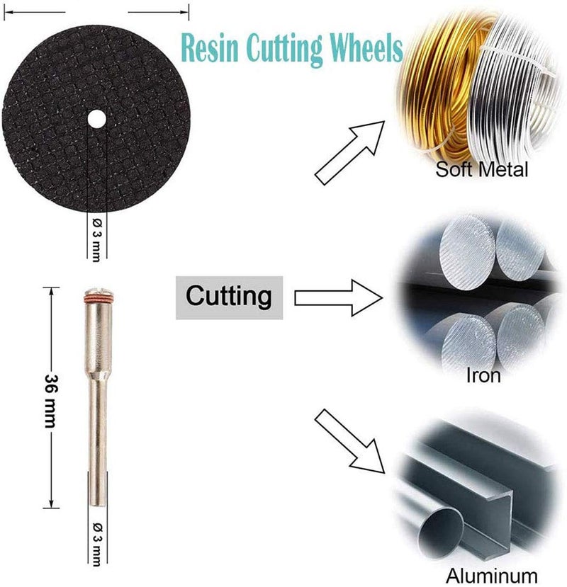DIY Crafts Pack of 25 Pcs, Multi Pack Of Combo Kit, Cutting Discs for Rotary Tool Diamond Metal Wood Cutting Wheels, HSS Circular Saw Blades, 1/8" Shank Re(Pack of 25 Pcs, Multi Pack Of Combo Kit) - Image 4
