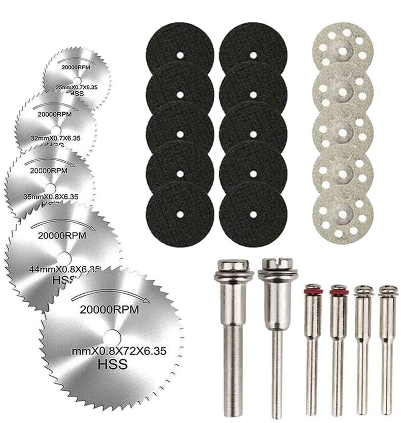 DIY Crafts Pack of 25 Pcs, Multi Pack Of Combo Kit, Cutting Discs for Rotary Tool Diamond Metal Wood Cutting Wheels, HSS Circular Saw Blades, 1/8" Shank Re(Pack of 25 Pcs, Multi Pack Of Combo Kit) - Image 1