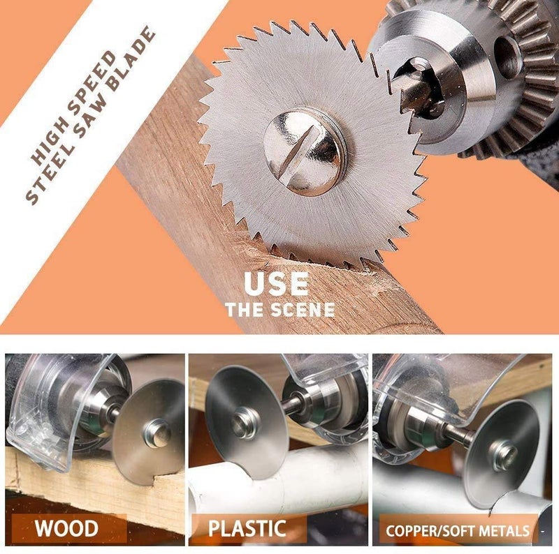 DIY Crafts Pack of 25 Pcs, Multi Pack Of Combo Kit, Cutting Discs for Rotary Tool Diamond Metal Wood Cutting Wheels, HSS Circular Saw Blades, 1/8" Shank Re(Pack of 25 Pcs, Multi Pack Of Combo Kit) - Image 5