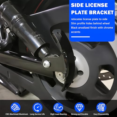 KOONDHEEND Rear Side License Plate Bracket for Harley Davidson 1993-2025 for Sportster 48 72 | Iron 883 1200 | Nightster & Roadster | Side Mount License Plate | 1/2" Shock Mount | Side Customization - Image 2