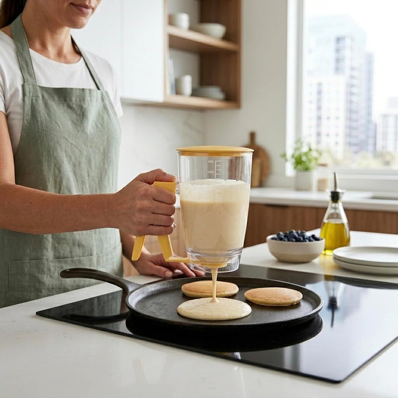 Cuisine Art Pancake Batter Dispenser with Trigger Handle, 1.2L Precision Batter Pourer for Pancakes, Waffles, Crepes & Cupcakes — Leak-Proof Dispenser with Airtight Lid - Image 2