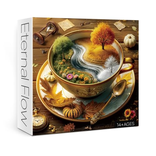 BBOLDIN Seasons of Cup Puzzles for Adults 1000 Pieces Nature Beautiful Landscape Plant Flower Garden Art Jigsaw Puzzles Fall Tree Challenging Puzzle - Image 1