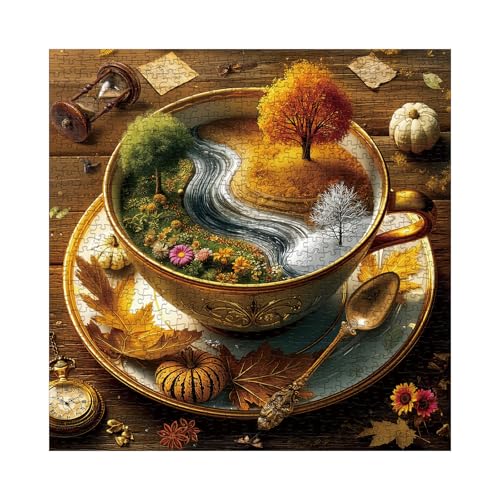 BBOLDIN Seasons of Cup Puzzles for Adults 1000 Pieces Nature Beautiful Landscape Plant Flower Garden Art Jigsaw Puzzles Fall Tree Challenging Puzzle - Image 5