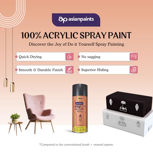 Asian Paints ezyCR8 Apcolite DIY Spray Paint – Black, 400ml, 100% Acrylic | Multi-Surface Use: Metal, Wood & Walls - Image 3