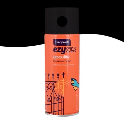 Asian Paints ezyCR8 Apcolite DIY Spray Paint – Black, 400ml, 100% Acrylic | Multi-Surface Use: Metal, Wood & Walls - Image 2