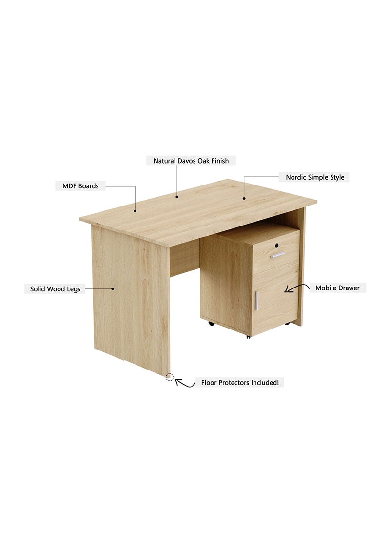 Mahmayi - Mahmayi MP1 120x60 Writing Table With Drawers - Oak - Image 1