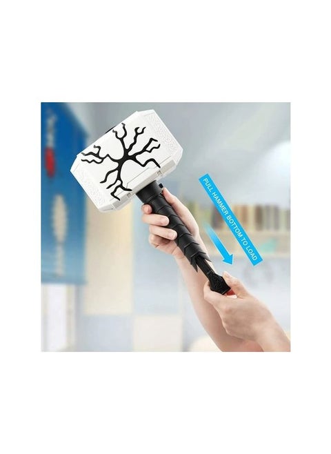 A Soft Bullet Gun In The Shape Of A Hammer With Lights, 6 Bullets.