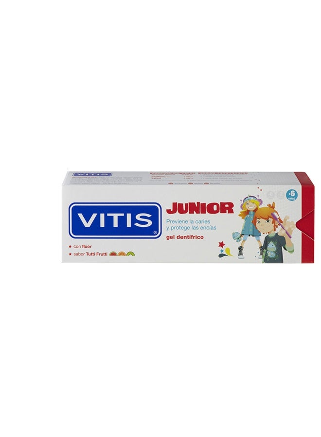 Vitis Junior Toothpaste Gel With Fluoride Tutti Frutti 75ml - Image 2