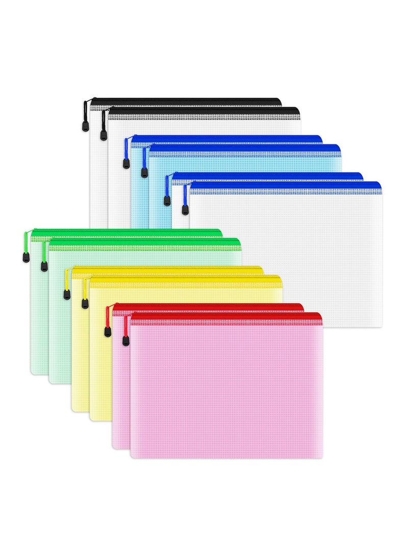 Eowhitu Eowhitu File Folder Letter A5 Size Zipper Mesh Bags, File Jackets & File Pockets, Office Supply Organizer Plastic Pouch Document Bag for Organization Storage Pocket 12 Packs Multicolor  - Image 1