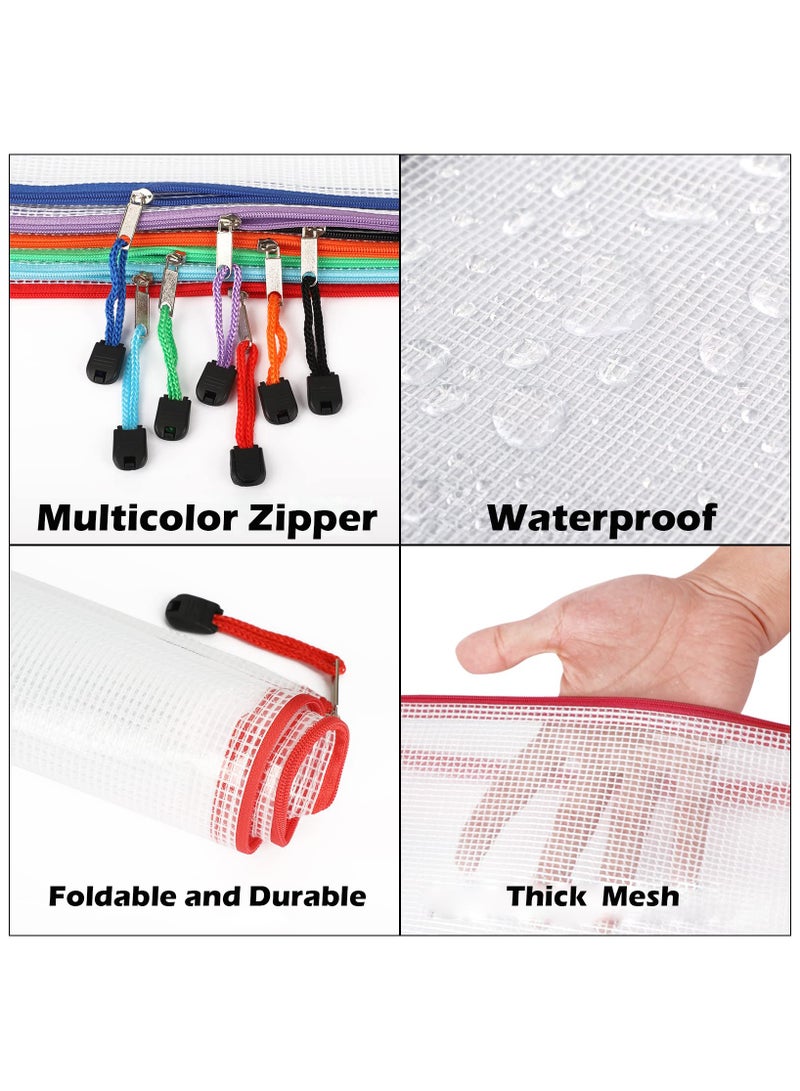 Eowhitu Eowhitu File Folder Letter A5 Size Zipper Mesh Bags, File Jackets & File Pockets, Office Supply Organizer Plastic Pouch Document Bag for Organization Storage Pocket 12 Packs Multicolor  - Image 3