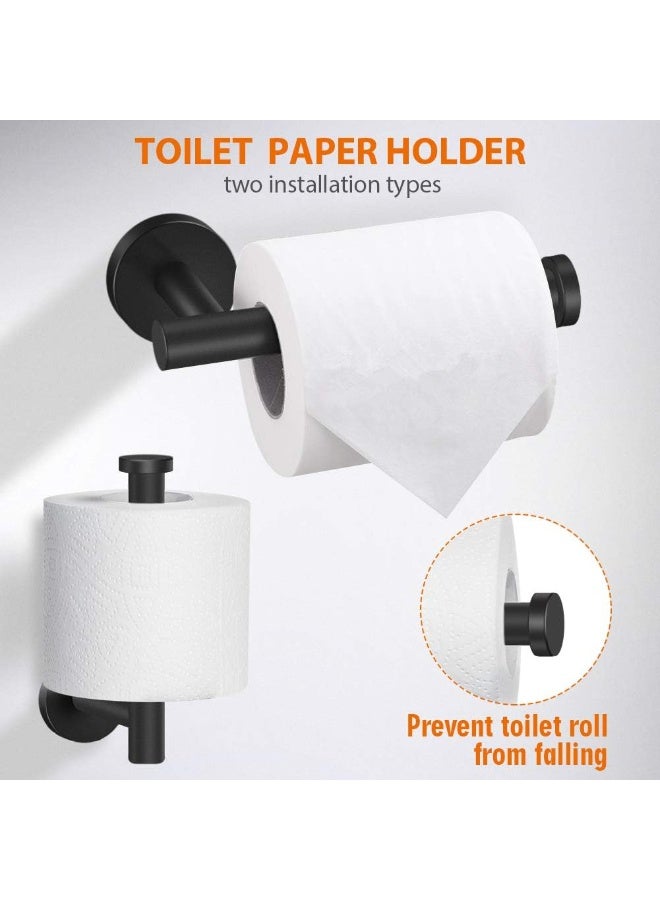 VIUAUAX 5-Pieces Matte Black Bathroom Hardware Set SUS304 Stainless Steel Round Wall Mounted - Includes 16" Hand Towel Bar, Toilet Paper Holder, 3 Robe Towel Hooks,Bathroom Accessories Kit - Image 3