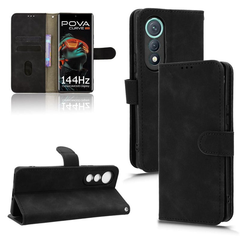 erorex For Tecno Pova Curve 5G  Feel Magnetic Flip Leather Phone Case(Black) - Image 1