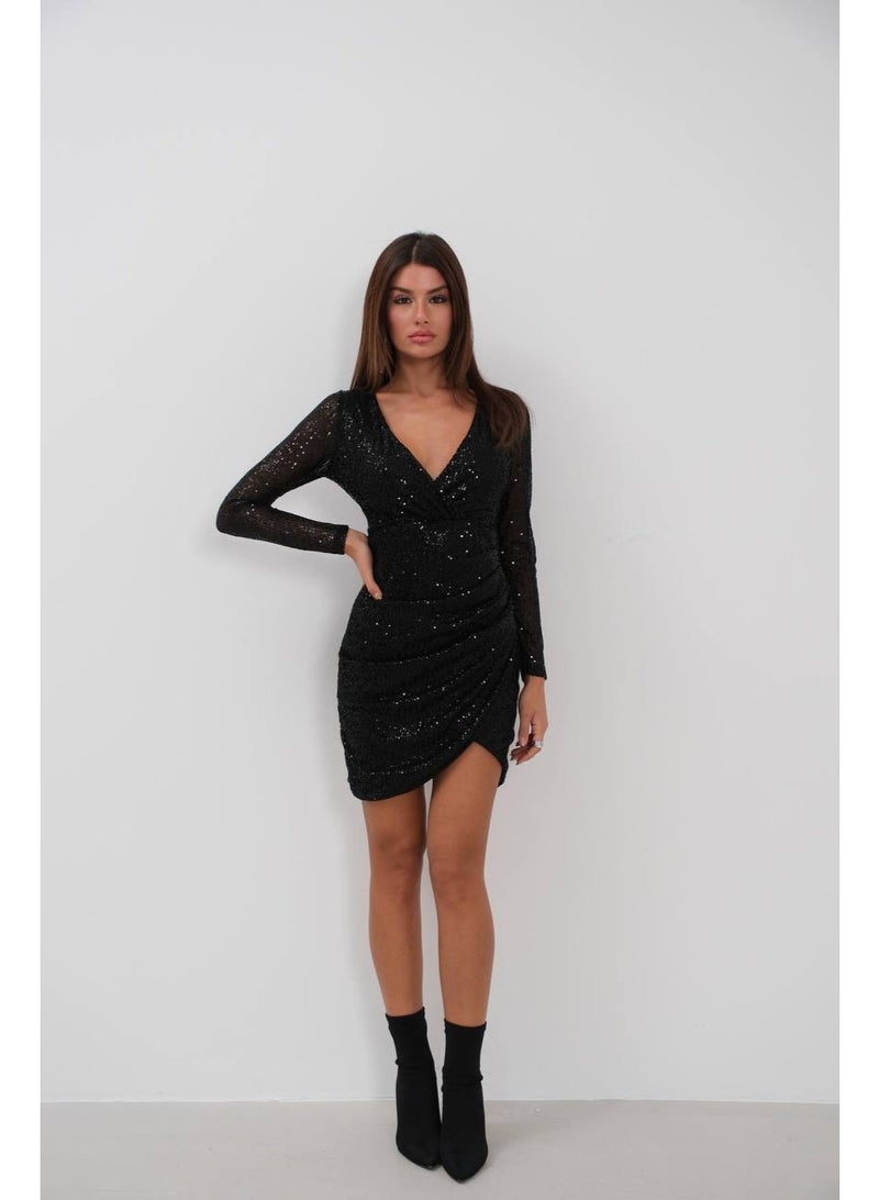 JOY Sequin black mini dress - Image 2