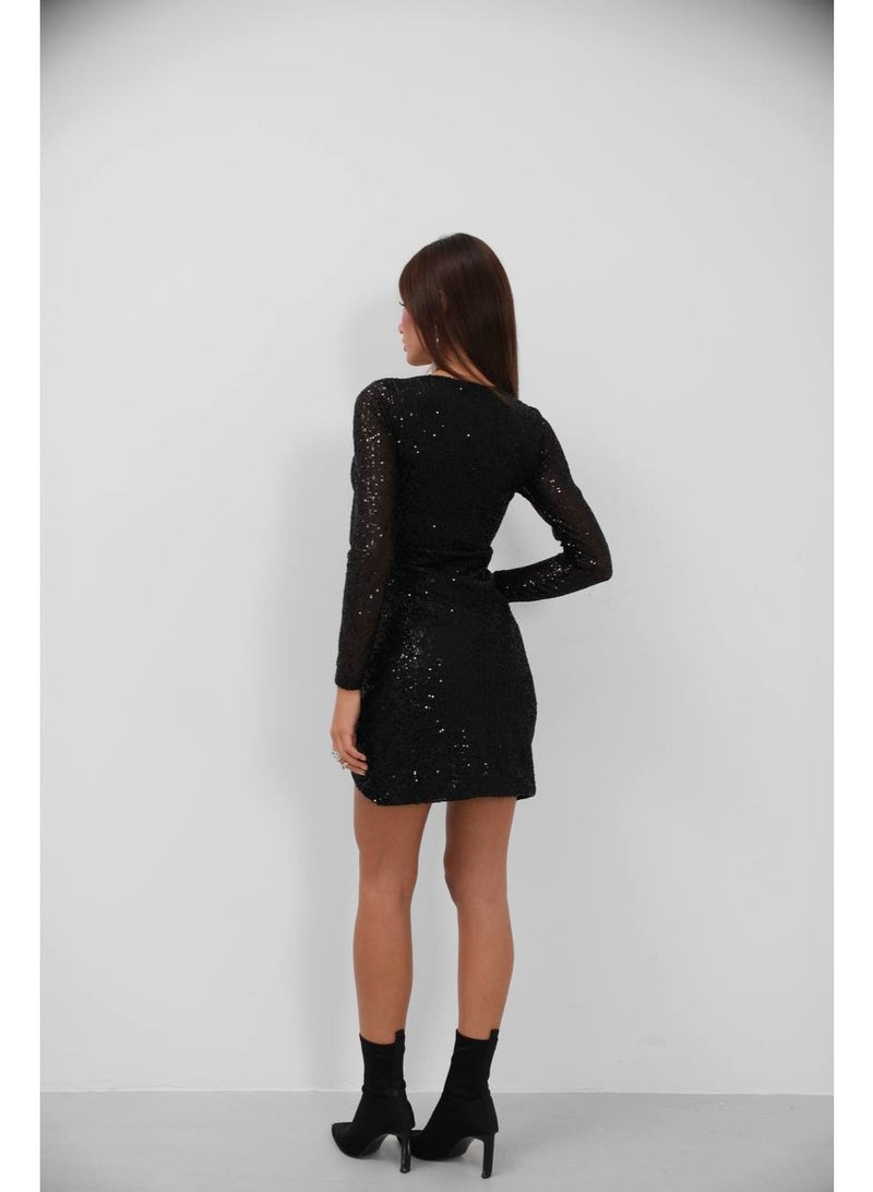 JOY Sequin black mini dress - Image 4