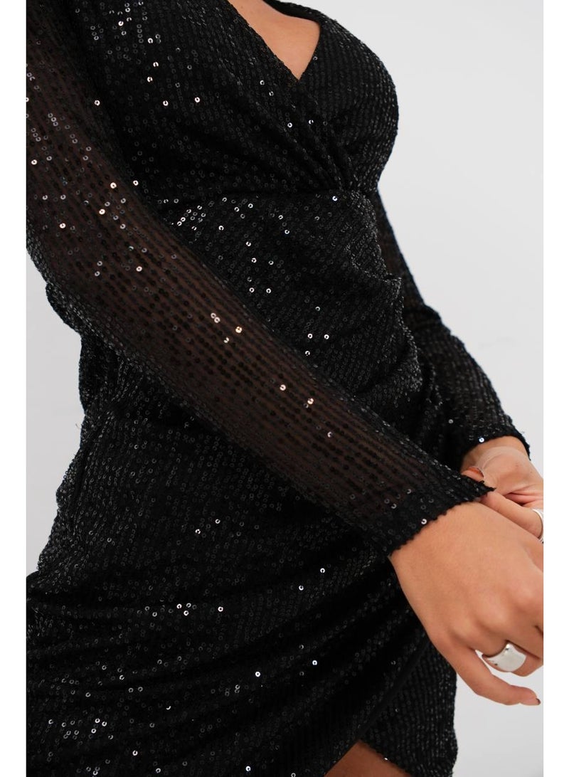 JOY Sequin black mini dress - Image 3