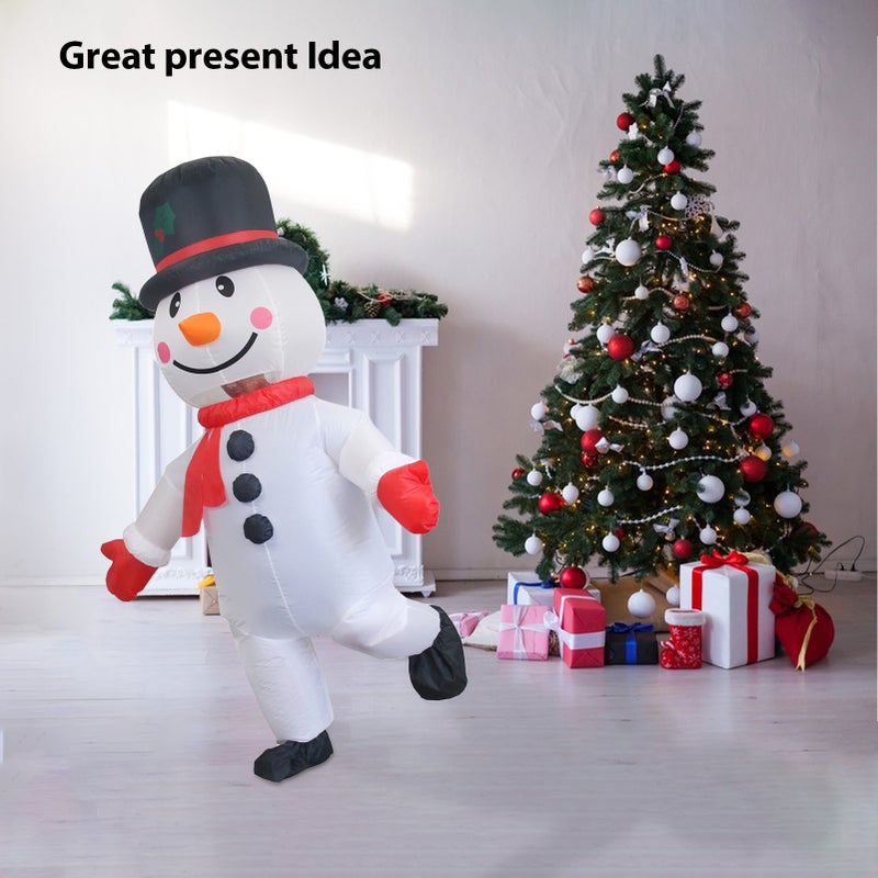 Inflatable Christmas Snowman Costume Funny Clothes Christmas Snowman Costume Air Blow-Up Suit Holiday Party Cosplay Costume for Women Men Adult with Blower Battery Box-Not Include Battery - Image 5