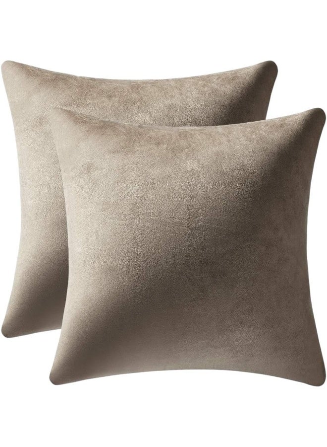 أغطية وسائد 45 × 45 سم، طقم من قطعتين - أغطية وسائد ناعمة مزخرفة للأريكة، غرفة النوم، غرفة المعيشة (بيج، 45 × 45 سم، طقم من قطعتين) - Image 1