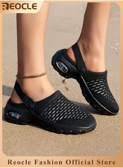 REOCLE Women's Sandals Air Cushion Platform Mesh Sandals Lightweight Sneaker Mules Sandals Summer Breathable Beach Shoes Outdoor Slippers Walking Sandals  - Image 1