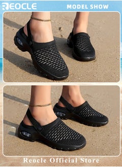 REOCLE Women's Sandals Air Cushion Platform Mesh Sandals Lightweight Sneaker Mules Sandals Summer Breathable Beach Shoes Outdoor Slippers Walking Sandals  - Image 5