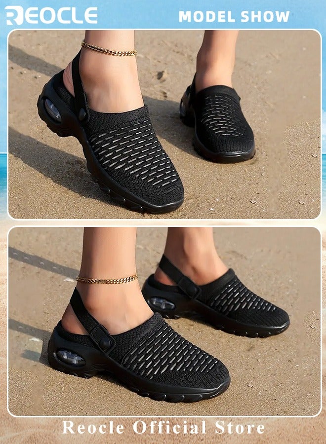 REOCLE Women's Sandals Air Cushion Platform Mesh Sandals Lightweight Sneaker Mules Sandals Summer Breathable Beach Shoes Outdoor Slippers Walking Sandals - Image 5
