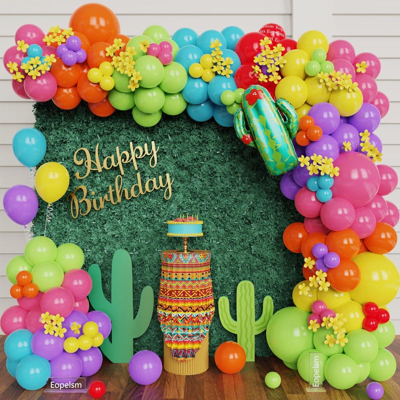 Eopelsm Mexican Fiesta Party Decorations 146pcs Fiesta Pastel Balloon Arch Garland Kit Cactus Llama Foil Balloons Taco Twosday Birthday Decoration Cinco De Mayo Taco Party Supplies - Image 3