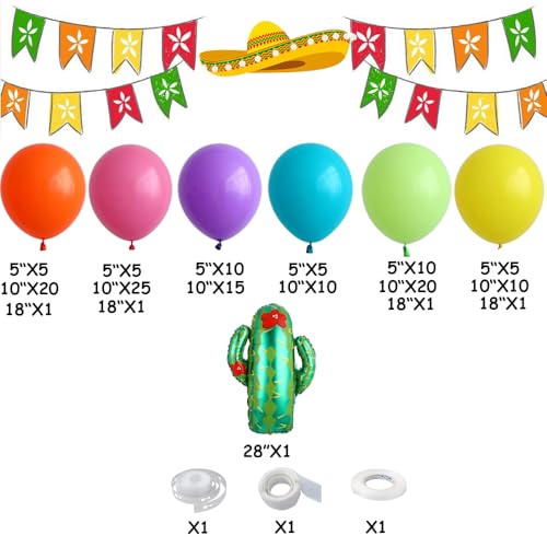 Eopelsm Mexican Fiesta Party Decorations 146pcs Fiesta Pastel Balloon Arch Garland Kit Cactus Llama Foil Balloons Taco Twosday Birthday Decoration Cinco De Mayo Taco Party Supplies - Image 5