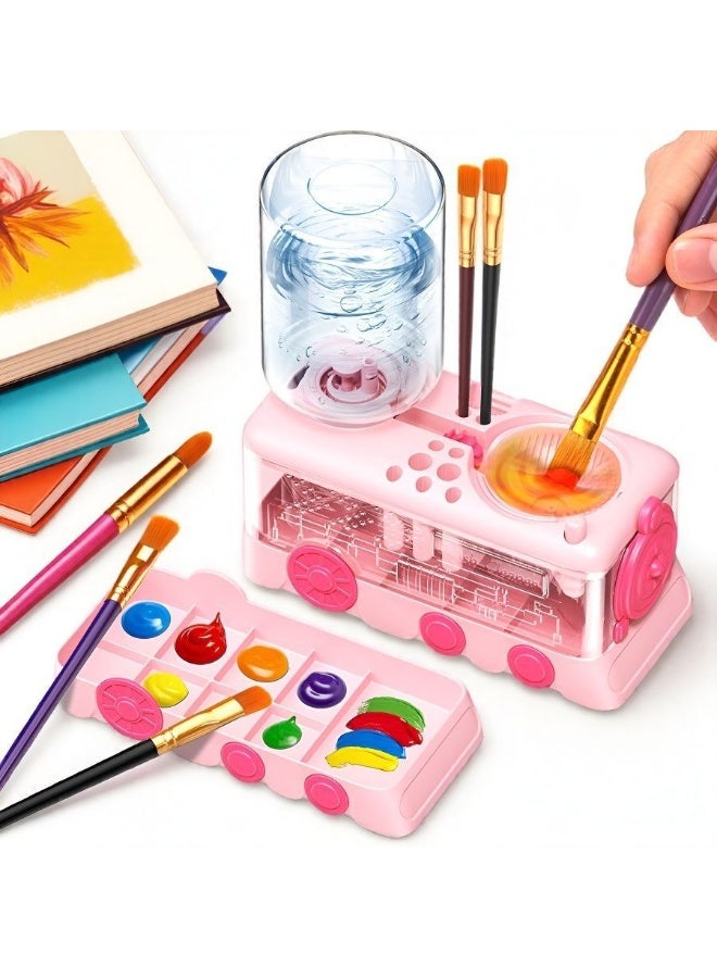 Paint Brush Cleaner Station with Holder and Palette, Washing My Paintbrushes,Water Cycle Watercolor Brush Rinser Dispenser,Paint Brush Washer Tool for Acrylic,Art Supplies for Adult,Kids - Image 1