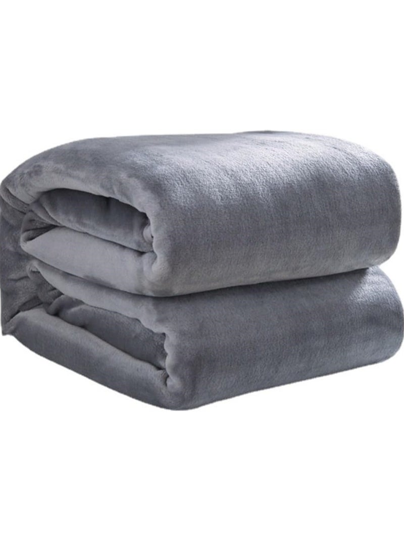 Fleece Blanket, Super Soft Bed Blanket Plush Cozy Fuzzy Lightweight Flannel Blankets for Bed, Sofa, Couch, Travel, Camping (Grey, 150x200CM)  - Image 1