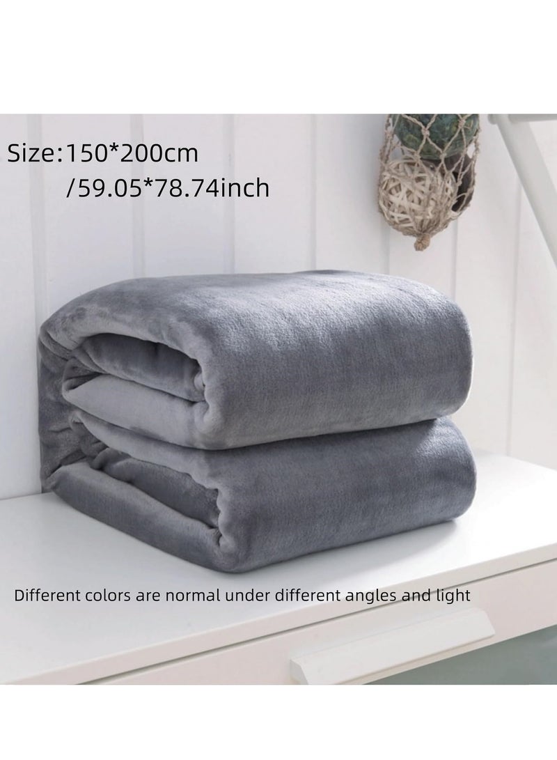 Fleece Blanket, Super Soft Bed Blanket Plush Cozy Fuzzy Lightweight Flannel Blankets for Bed, Sofa, Couch, Travel, Camping (Grey, 150x200CM)  - Image 2