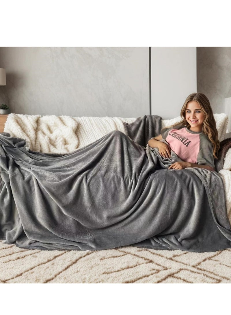 Fleece Blanket, Super Soft Bed Blanket Plush Cozy Fuzzy Lightweight Flannel Blankets for Bed, Sofa, Couch, Travel, Camping (Grey, 150x200CM)  - Image 4