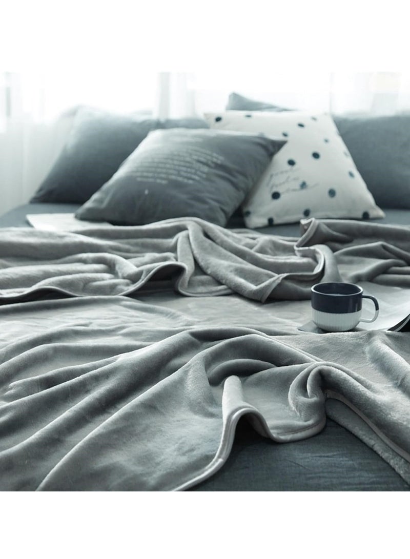 Fleece Blanket, Super Soft Bed Blanket Plush Cozy Fuzzy Lightweight Flannel Blankets for Bed, Sofa, Couch, Travel, Camping (Grey, 150x200CM)  - Image 5