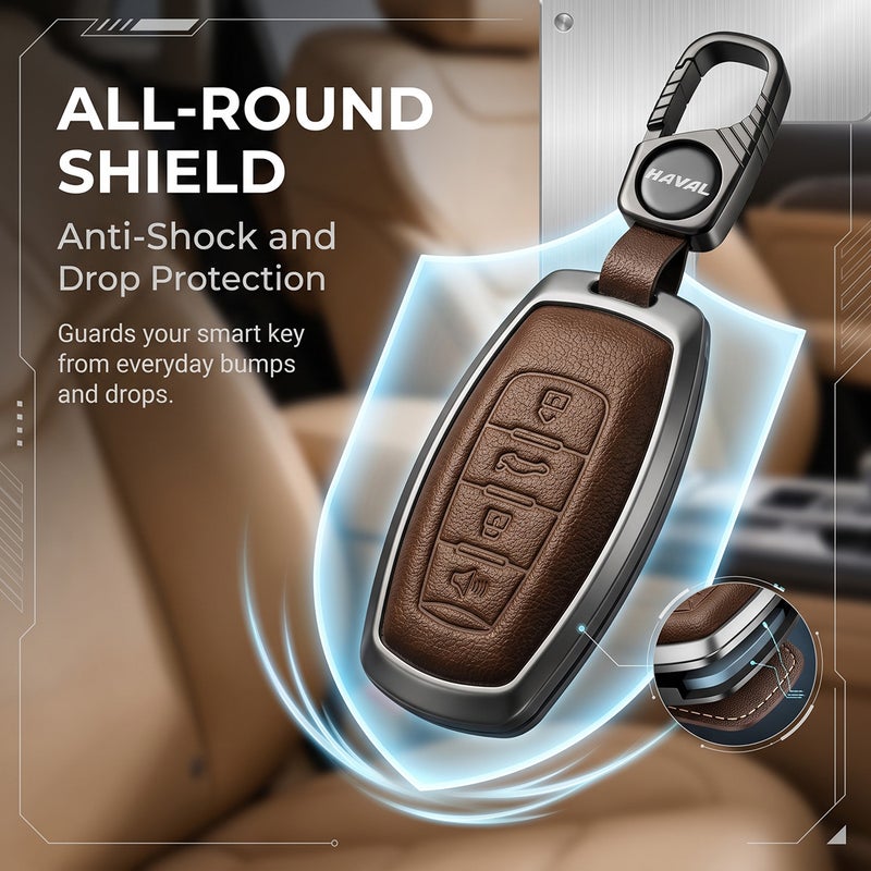 Zinc Alloy Car Key Case For Haval H6 H9 H2 H7 Old M6 Keychain Remote Cover Shell Housing Fob Accessories  (Brown) - Image 4