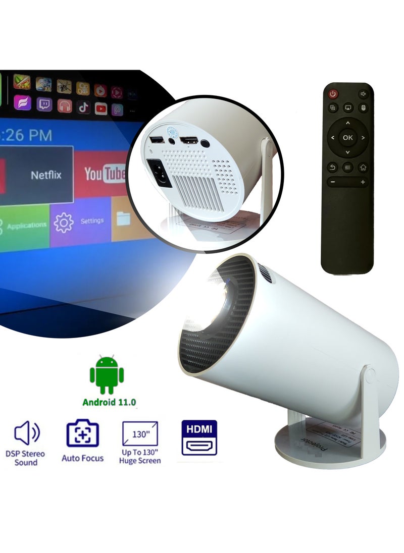 Beyond Basics Beyond Basics Smart 1080P Projector Portable Auto Keystone WiFi Bluetooth 130 Inch Screen 180 Degree Flip Portable Projector Hy300 Home Theater Full HD 1080P for Indoor Outdoor Home Birthday Gift Compatible with TV Stick/HDMI/USB/PS5/iOS/PS4.  - Image 1