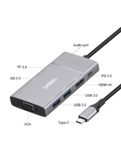 onten Onten 95113 8 In 1 USB 3.0 x2 + SD / TF + HDMI / VGA + 3.5mm Jack + Type-C / USB-C (PD 3.0) Multi-function HUB Converter Dock Station  - Image 4