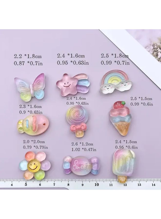 10 Pcs Pastel Rainbow DIY Craft Flat Back Clings For Scrapbooking Party Decorations - Image 3