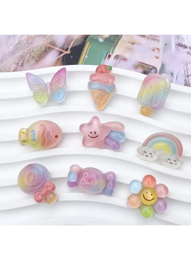 10 Pcs Pastel Rainbow DIY Craft Flat Back Clings For Scrapbooking Party Decorations - Image 2