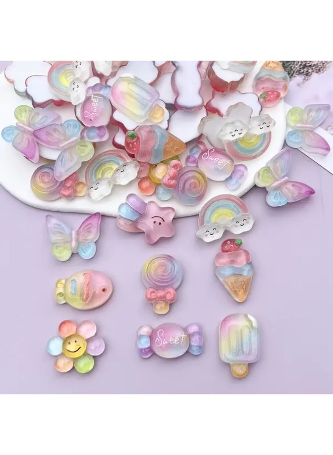 10 Pcs Pastel Rainbow DIY Craft Flat Back Clings For Scrapbooking Party Decorations - Image 4