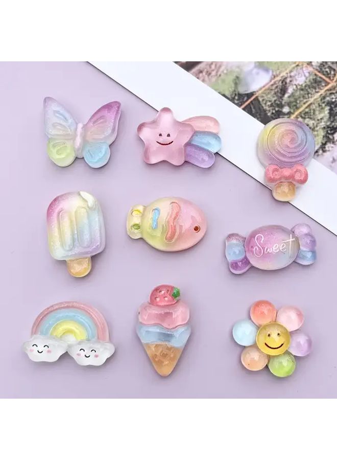 10 Pcs Pastel Rainbow DIY Craft Flat Back Clings For Scrapbooking Party Decorations - Image 1
