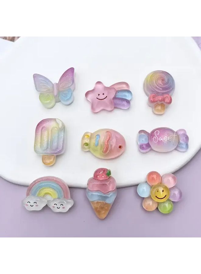 10 Pcs Pastel Rainbow DIY Craft Flat Back Clings For Scrapbooking Party Decorations - Image 5