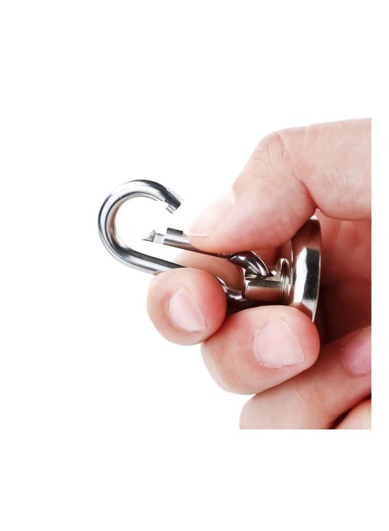 4 Packs Carabiner Magnetic Hooks 100LBS Strong Heavy Duty Neodymium Magnet with Swivel Hook Great for Your Kitchen, Refrigerator and Other Surfaces Silvery - Image 2