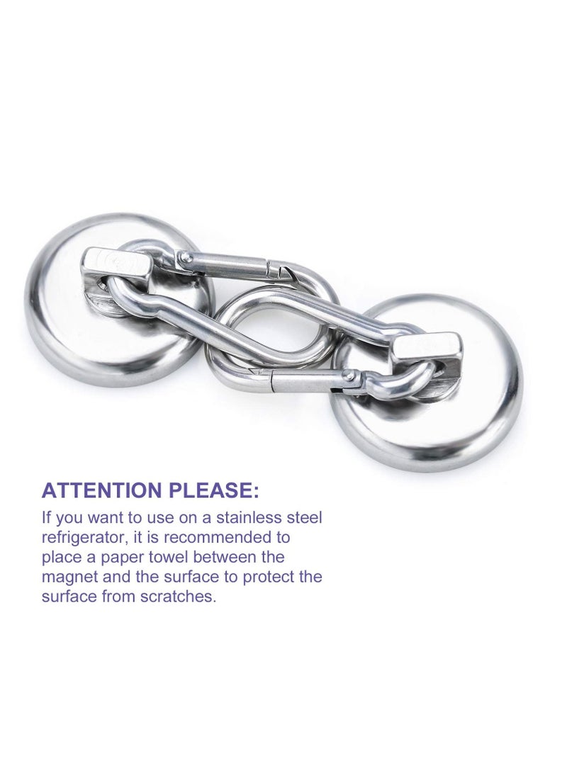 4 Packs Carabiner Magnetic Hooks 100LBS Strong Heavy Duty Neodymium Magnet with Swivel Hook Great for Your Kitchen, Refrigerator and Other Surfaces Silvery - Image 3
