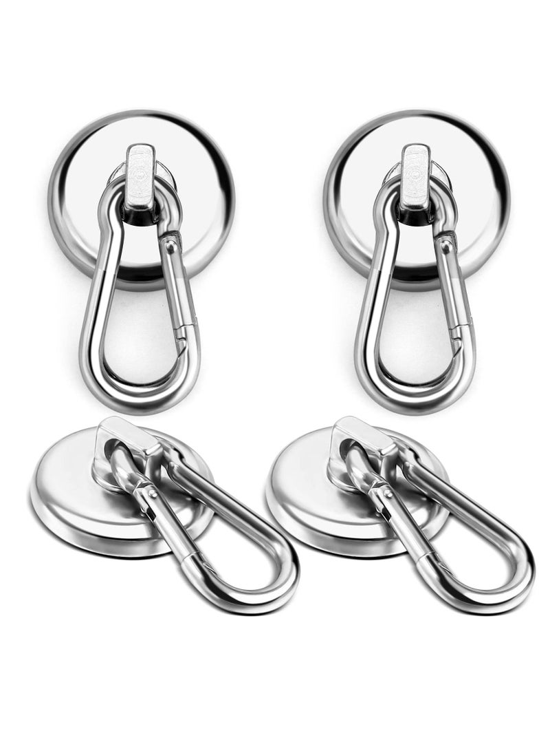 4 Packs Carabiner Magnetic Hooks 100LBS Strong Heavy Duty Neodymium Magnet with Swivel Hook Great for Your Kitchen, Refrigerator and Other Surfaces Silvery - Image 1