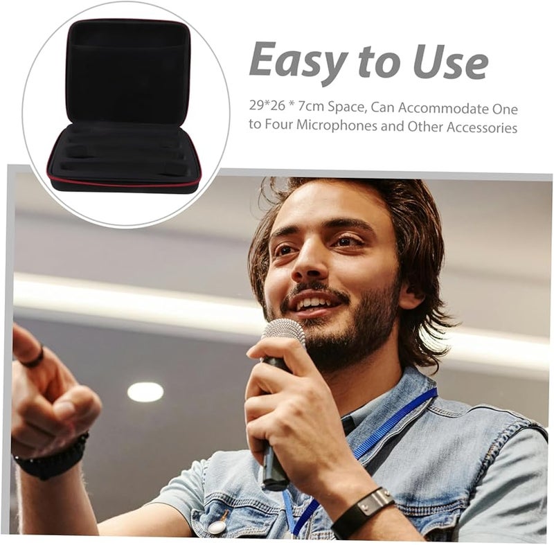 Black Padded Eva Handheld Microphone Carrying Case Portable Mic Pouch - Image 3