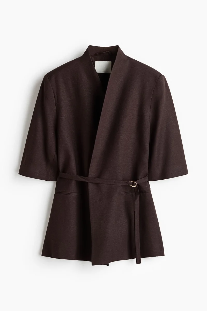 H&M Short-sleeved linen-blend blazer