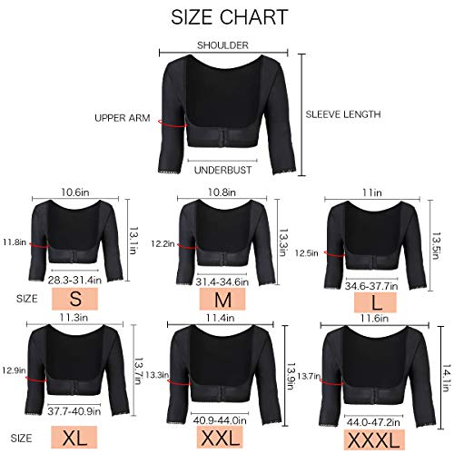 woahee Women's Arm Shaper Plus Size Arm Faja Compression Sleeve Garment Post Surgical Arm Shapewear Black Large - Image 4