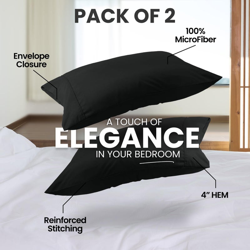 Utopia Bedding Pillow Cases Queen Size 2-Pack - Soft Brushed Microfiber - Envelope Closure - Perfect for Hospitals, Hotels, Guest Rooms - Oeko-TEX Certified, 20x30 Inches (Black) - Image 5