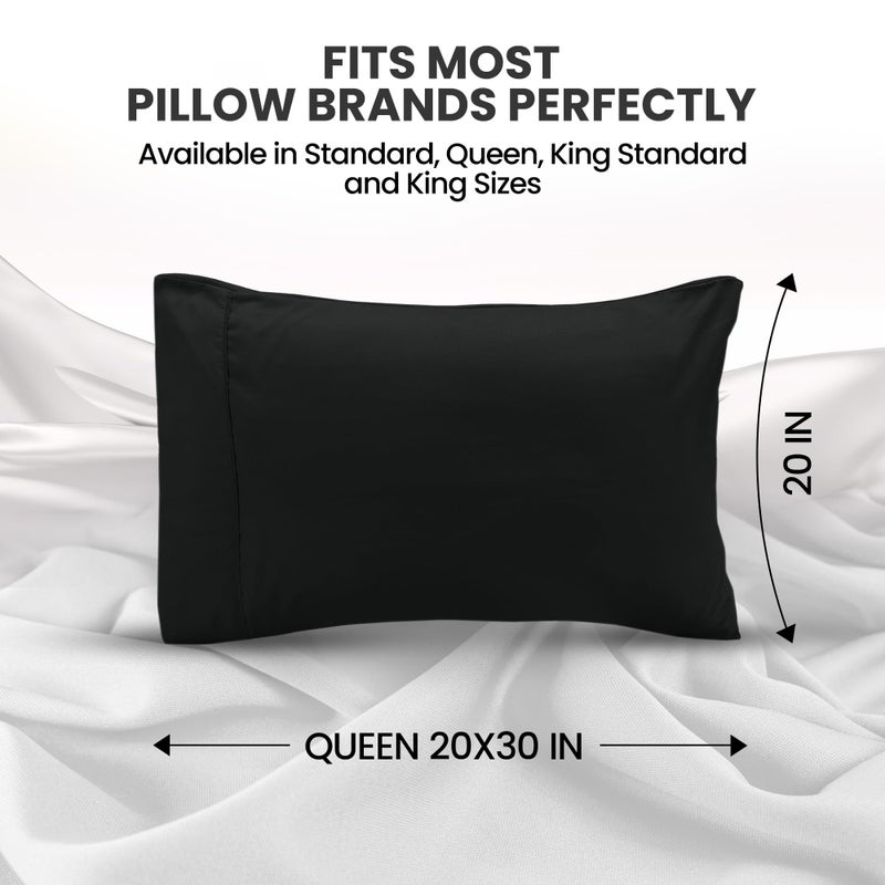 Utopia Bedding Pillow Cases Queen Size 2-Pack - Soft Brushed Microfiber - Envelope Closure - Perfect for Hospitals, Hotels, Guest Rooms - Oeko-TEX Certified, 20x30 Inches (Black) - Image 2