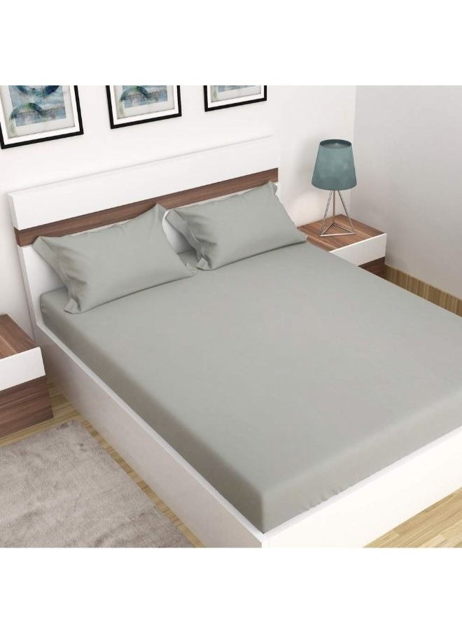 BYFT Orchard Exclusive (Grey) King Size Fitted Sheet and Pillow covers (Set of 3 Pcs) Cotton percale Weave, Soft and Luxurious, High Quality Bed linen -180 TC  - Image 1