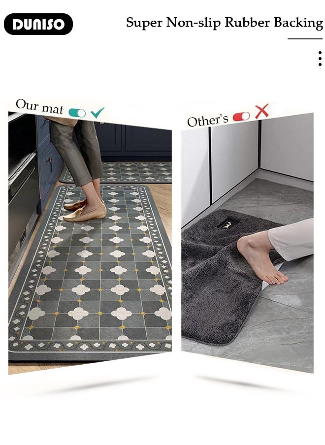 DUNISO 2 PCS  Kitchen Mats and Rugs Set , Non Slip Heavy Duty Standing Mat, Quick Dry Diatom Mud Floor Mat,  Extra Soft and Absorbent Floor Mats for  Kitchen, Bath, Office, Laundry(40*60cm+40*120cm)  - Image 3