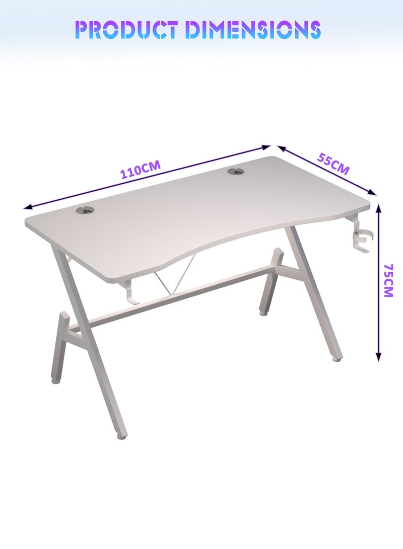 Zanotta Gaming Table Computer Desk with Carbon Fiber Desktop A-shaped Legs Ergonomic Study Table Office Desk for Home （110*55*75cm） - Image 4